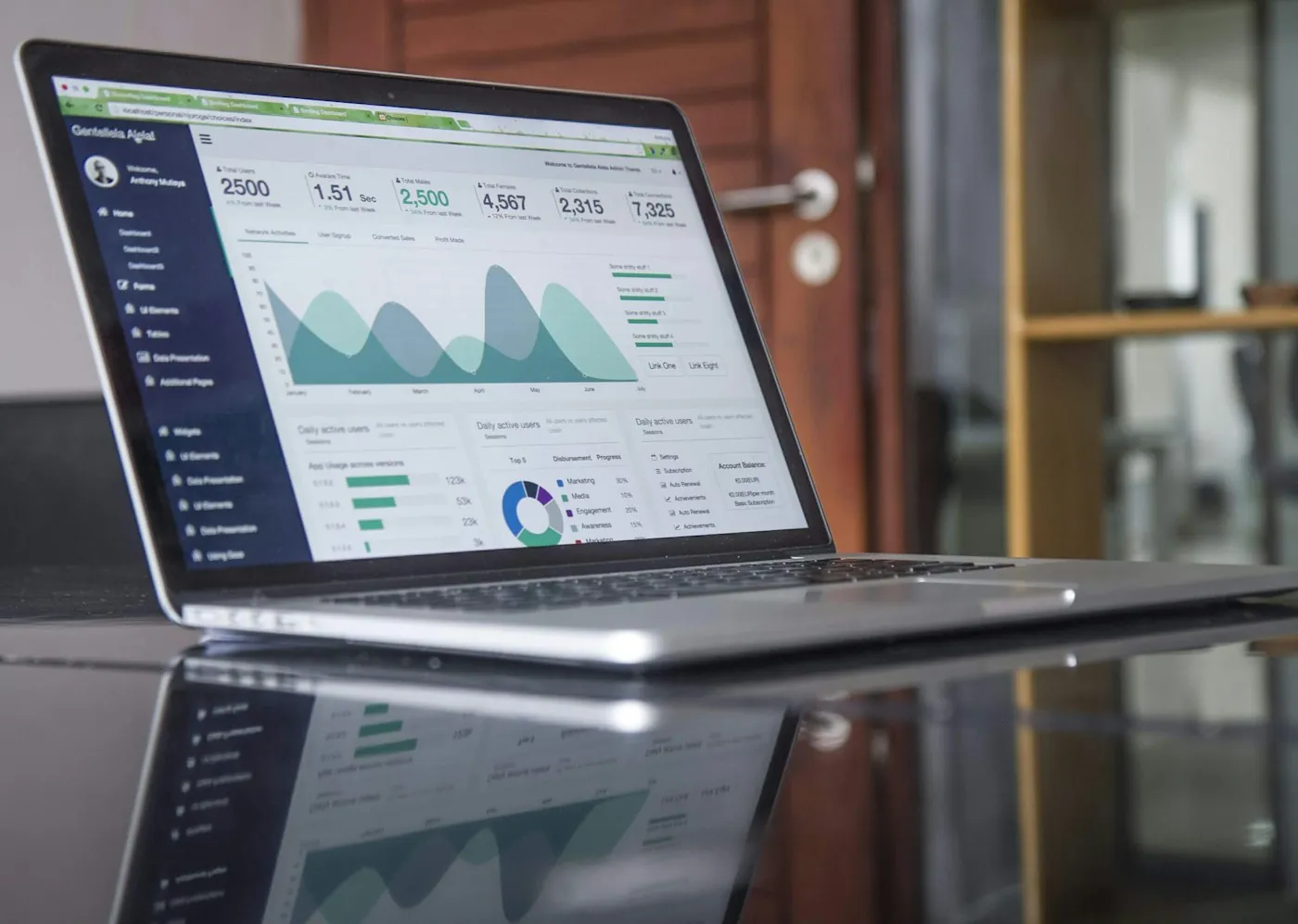Laptop mit geöffnetem Software-Dashboard