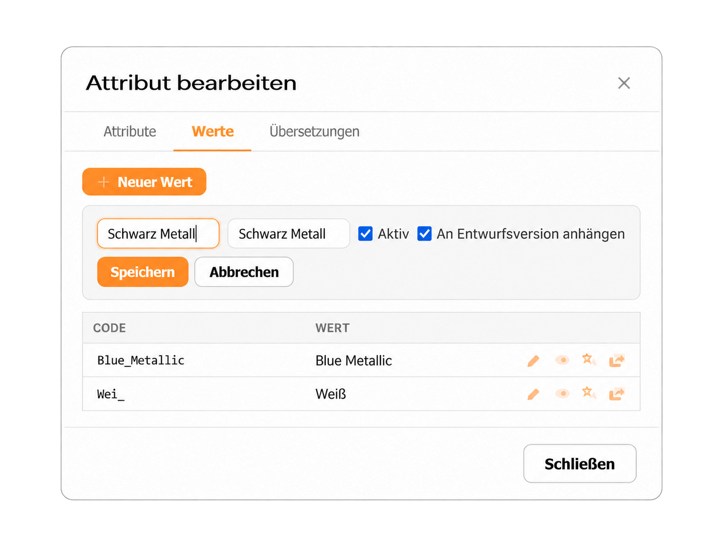 PK-Easy: Attribut bearbeiten mit Werten und Varianten
