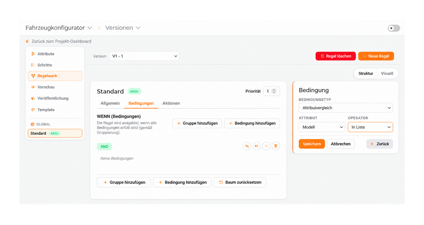 PK-Easy Regel-Editor: Bedingungen für eine Regel festlegen